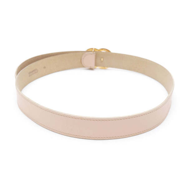 Chanel Calf Leather Gold CC Logo Beige Waist Belt - Picture 3 of 7